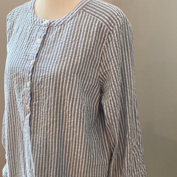 Ann Taylor Loft NWT midi dress long sleeve lightweight pinstripe seersucker - Picture 9 of 12